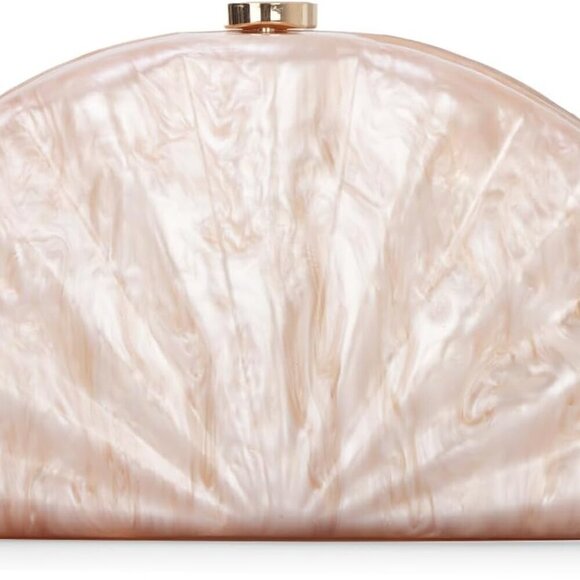Accessories - Acrylic Clutch Handbag Shell Shape Evening Bag with Gold Chain for Party